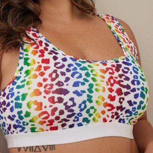 Torrid Rainbow Leopard Unlined Cotton Scoop Bralette - Size 3